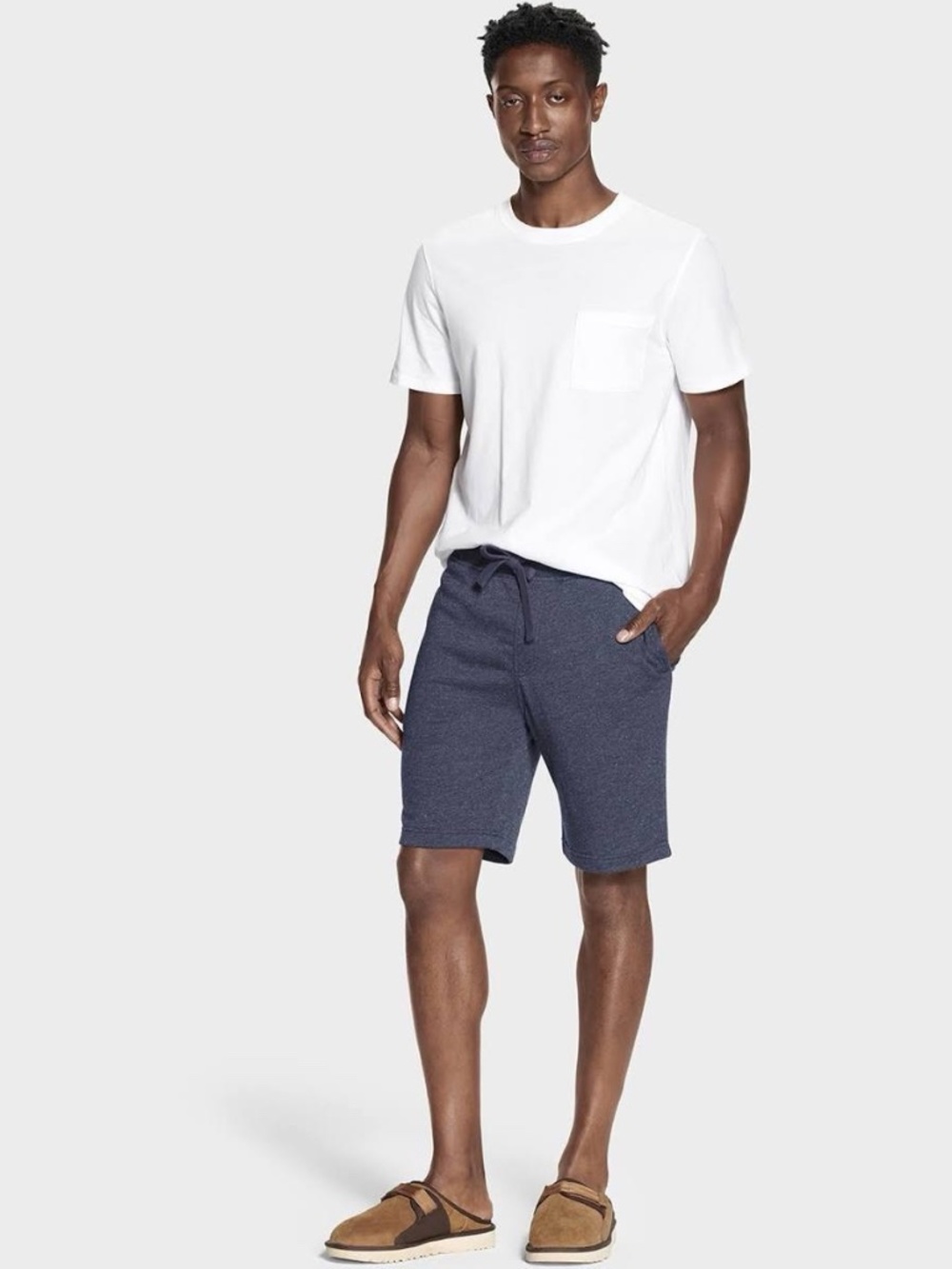 New UGG Men's Zavier Terry Cotton Blend Lounge Relaxed Fit Shorts Navy Size XL